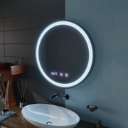 LED Touch Otto Mirror Dezoring System, hodiny a teplota 80 cm Černý hrubý rám