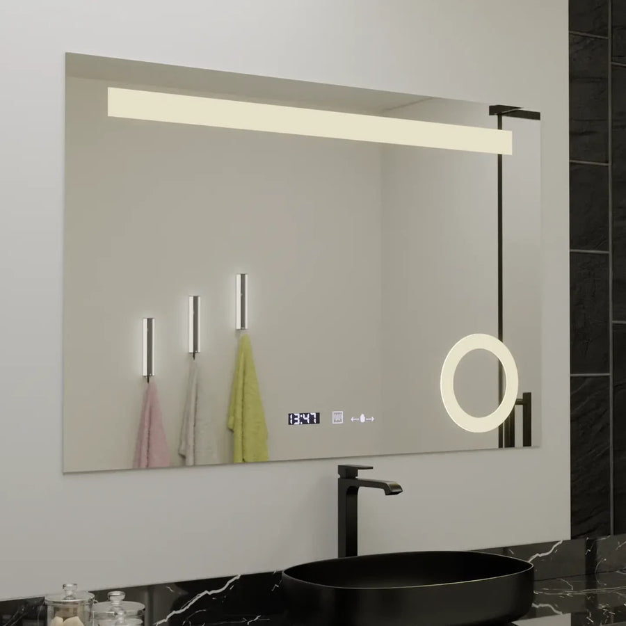 Zrcadlo LED obdélníkový 80x60cm Absoluční pohyb Marcello demontážní hodiny odmrazování systému termometr