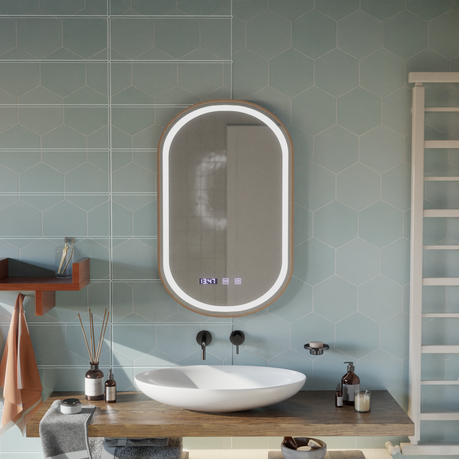 LED dotykový zrcadlo import nemoci Systém 50x80 cm rám růžového zlata