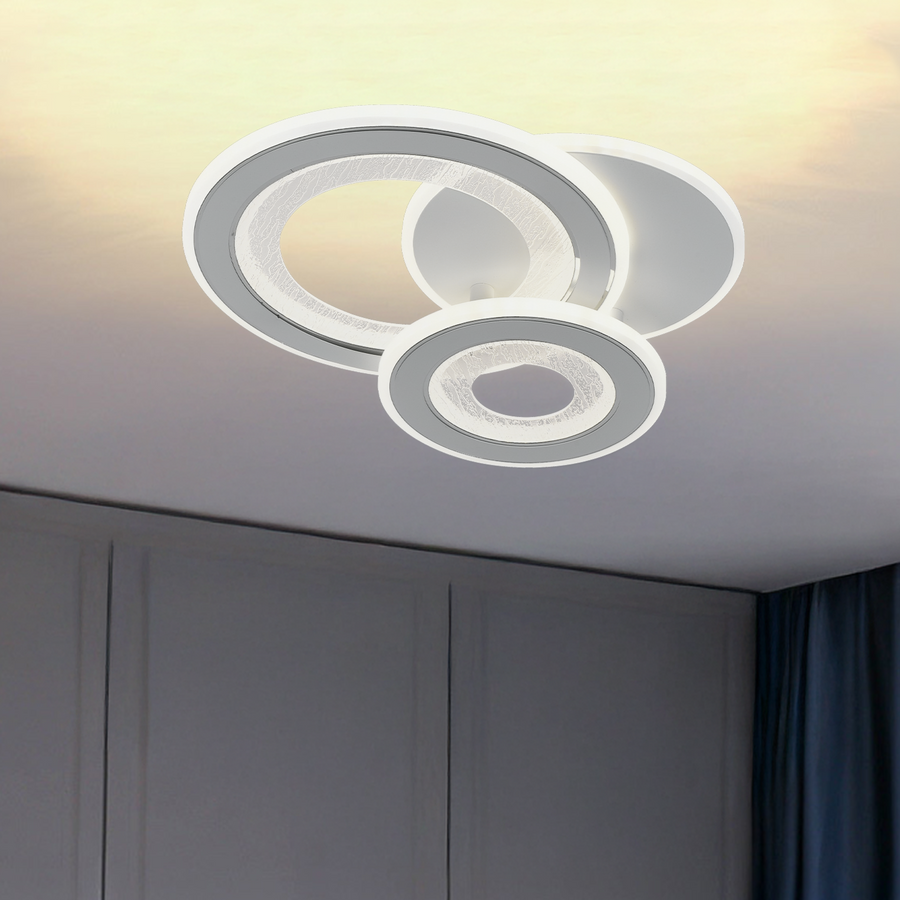 SQUARE LED lustr 36W, 3 kruhy, studené/teplé/neutrální světlo, bílá