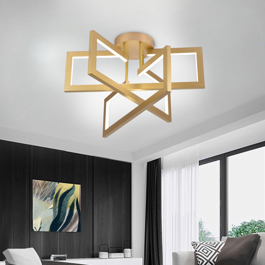LED lustr s dálkovým ovládáním 73W, 3 Elements, Studené/Teplé/Neutrální světlo, Stmívatelné, Zlaté