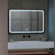 Zrcadlo LED obdélníkový 100x65cm - hrana světelný dotykový odmrazovací systém, černý rám