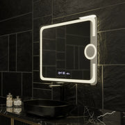 Zrcadlo LED obdélníkový 80x60cm Eclat Motionglow Marcello Clock Defrition System & Wolf teploměr Dimable Cosmetic