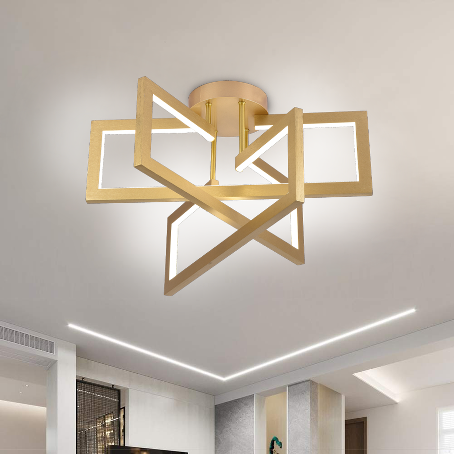 LED lustr s dálkovým ovládáním 73W, 3 Elements, Studené/Teplé/Neutrální světlo, Stmívatelné, Zlaté