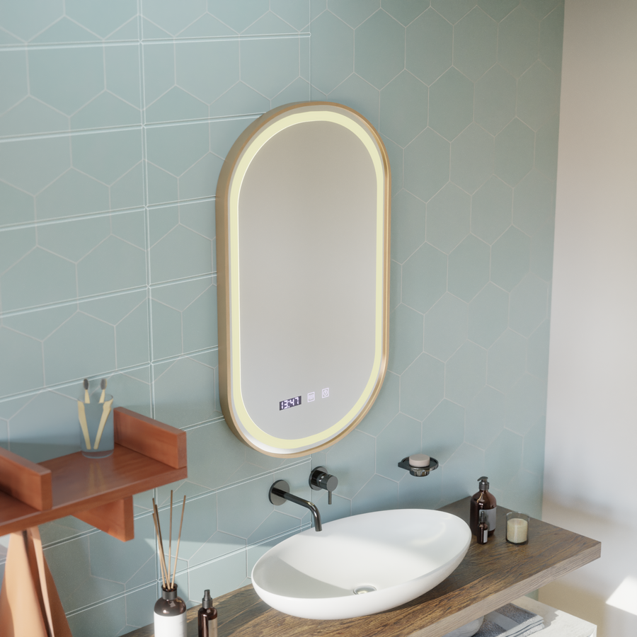 LED dotykový zrcadlo import nemoci Systém 50x80 cm rám růžového zlata