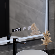 LED Touch Karl Mirror Defrition System, hodiny a teplota 50x70 cm Černý štětec