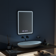 LED Touch Gerhard Mirror Defrition System, hodiny a teplota 60x80 cm Černý rám štětce