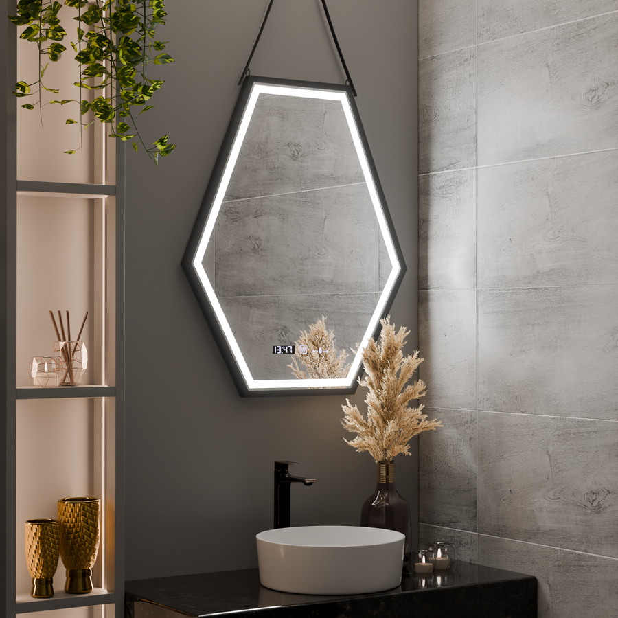 Obdélníkový LED zrcadlo 120x80cm Senzor Motionglow Sensor Marcello Desiclant Clock Defrosting System