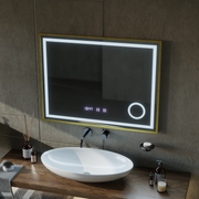 Mirror LED Touch Rolf Rolf Systems, hodiny a teplota 80x60 cm Golden Ramahed Cosmetics Lup