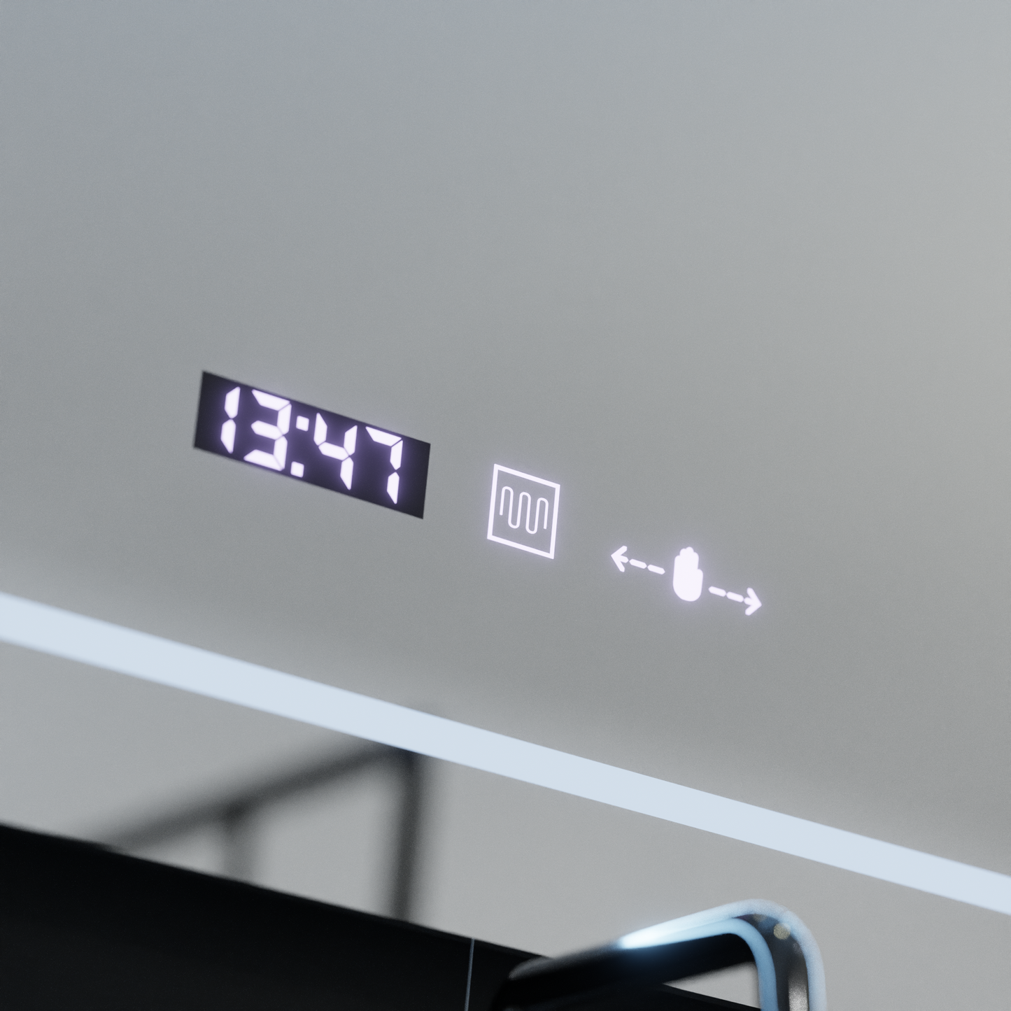Obdélníkový LED zrcadlo 80x60cm Stile Motiongllow Marcello Dirusing System & Teplometer kosmetiky Dimable