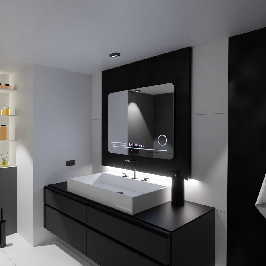 Obdélníkové LED Mirror 80x60cm Fortaleza Motionglow Marcello Dezolovací systém teploměru a kosmetický vlk