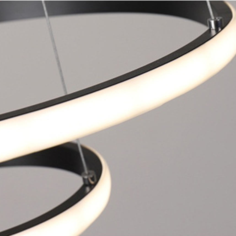 LED závěsný lustr RICCI 45W, 3 kruhy, studené/teplé/neutrální světlo, černý, výškově nastavitelný