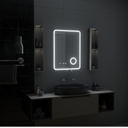 Mirror LED Touch Ulrich DeBrulation System, hodiny a teplota 60x80 cm Černá ramahed Cosmetics Lup