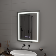 LED dotykový gUSTAV zrcadlový defriční systém, hodiny a teplota 60x80 cm