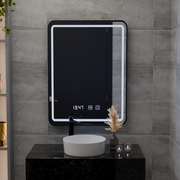 LED Touch Karl Mirror Defrition System, hodiny a teplota 50x70 cm Černý štětec