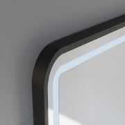 LED Touch Gerhard Mirror Defrition System, hodiny a teplota 60x80 cm Černý rám štětce