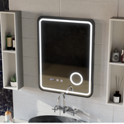 Mirror LED Touch Ulrich DeBrulation System, hodiny a teplota 60x80 cm Černá ramahed Cosmetics Lup