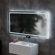 Obdélníkový LED zrcadlo 120x60cm Veriit Motionglow Marcellow Dimable Clock Defrosting System
