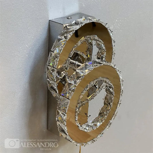 LED lustr s krystalem JEFFERSON 32W, 2 kruhy, studené/teplé/neutrální světlo, lesklý chrom