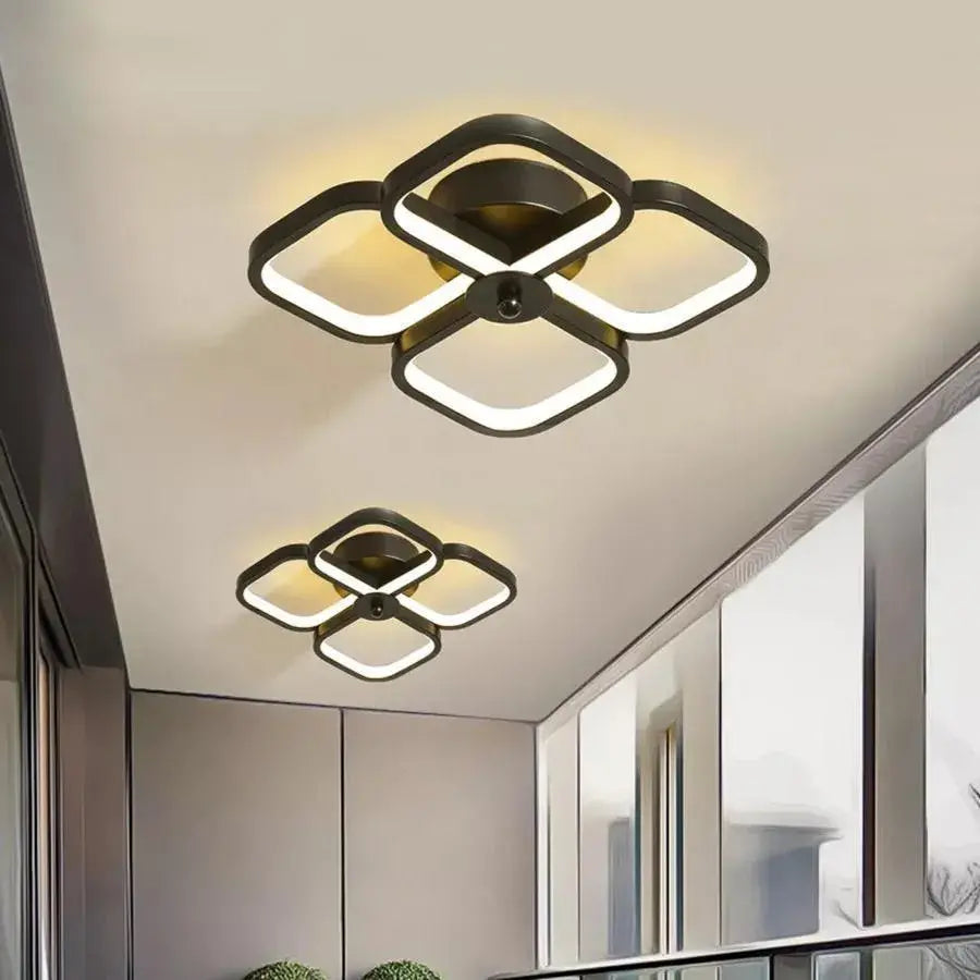 LED lustr VERTEX Tesser 36W, 4 čtverce, studené/teplé/neutrální světlo, černá