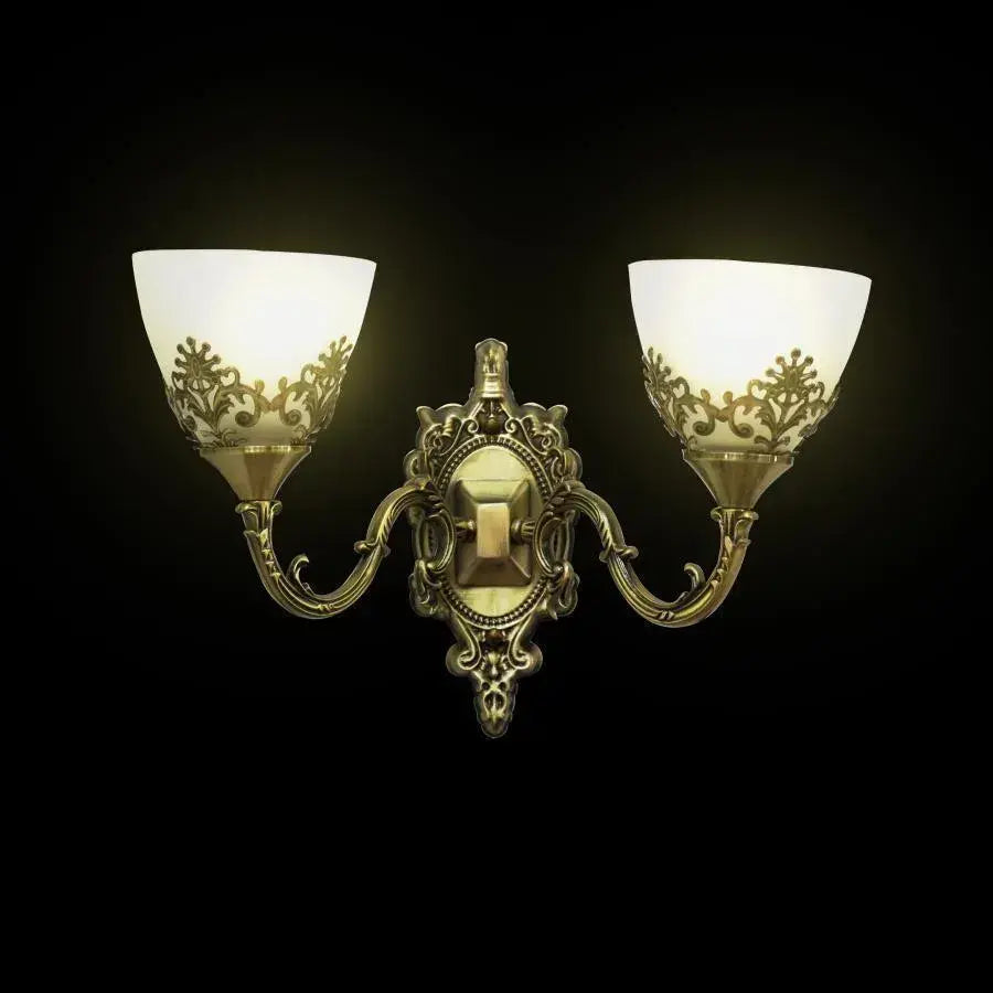 Naneste rustikální chatu, 2*E27, bronz s bílým, kovem a sklem