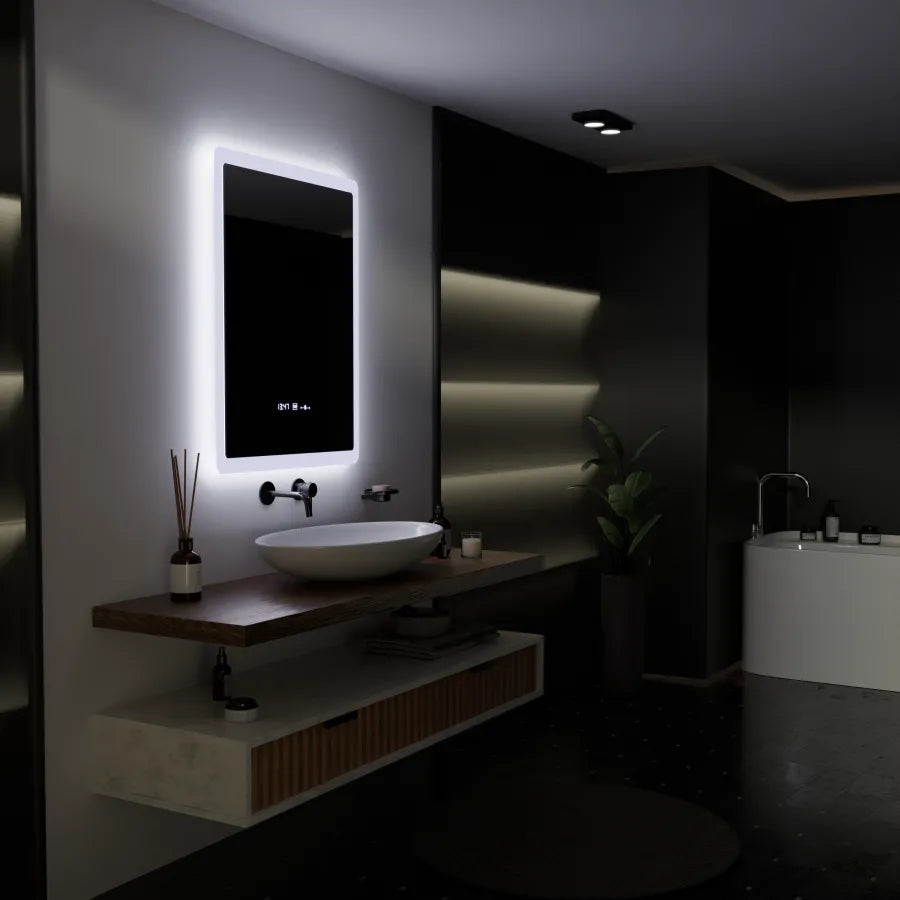 Zrcadlo LED obdélníkový 60x80cm snímač PUGLIESI Motionglow Marcello Defrition System & Dimable Teplometer