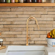 Kuchyňská baterie s extrahovatelnou sprchou, sanitární mosaznou, zlatou, CF2043