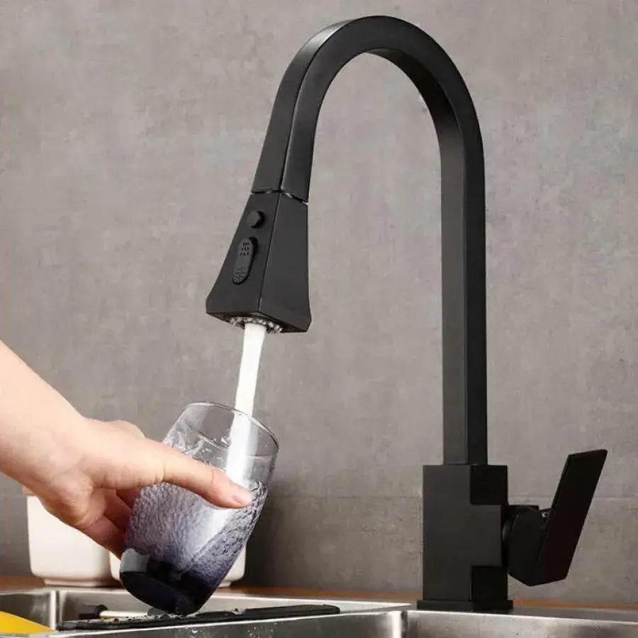 Kuchyňská baterie s extrahovatelnou sprchou, sanitární mosaznou, černou, OD/2040