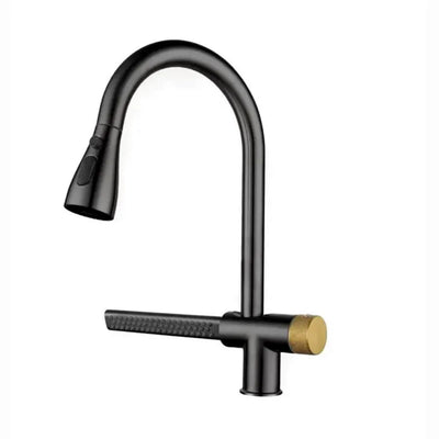 Kuchyňská baterie s černou nerezovou sprchou s vodopádem YB1500H