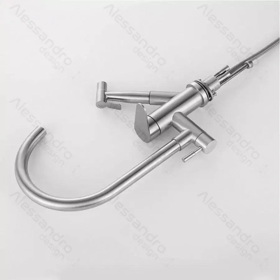 Baterie kuchyně s extrahovatelnou sprchou, nerezová ocel 304, satén, CF034