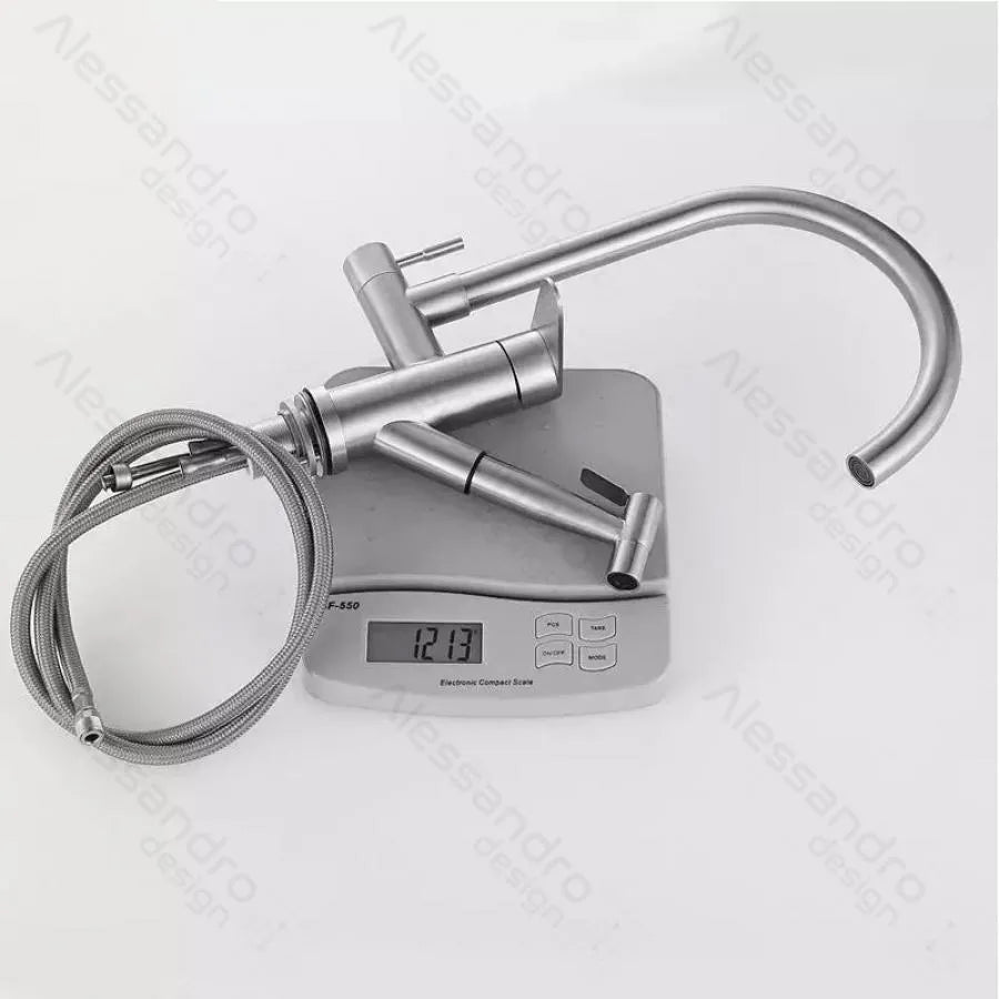 Baterie kuchyně s extrahovatelnou sprchou, nerezová ocel 304, satén, CF034