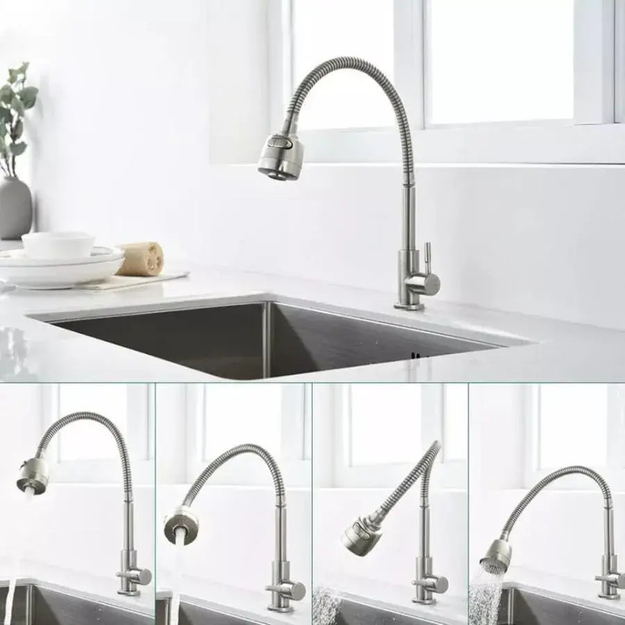 Baterie kuchyně flexibilní trubka 2 trysky kazety keramické saténové kování z nerezové oceli zahrnují CF031