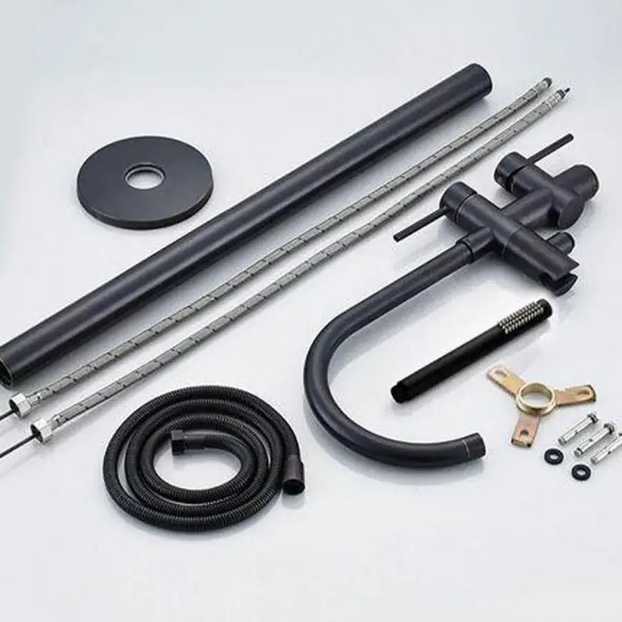 Podlahová baterie s kulatým rámem, sanitární mosaznou, černou, CF2033