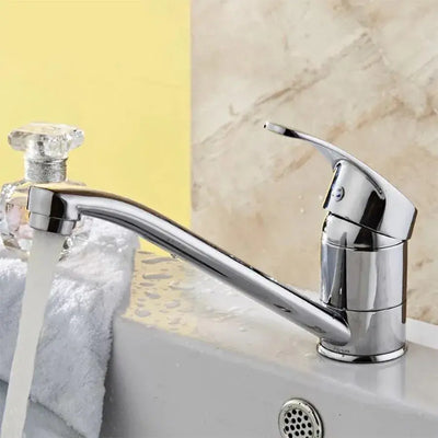 Baterie umyvadla, otočná trubka, délka 15 cm, keramická kazeta, chrom, zahrnutí připojení