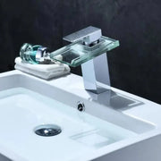 Baterie Washbasin, slitina a sklo, chrom, RGB světlo, změna barvy v závislosti na teplotě vody, OD3013