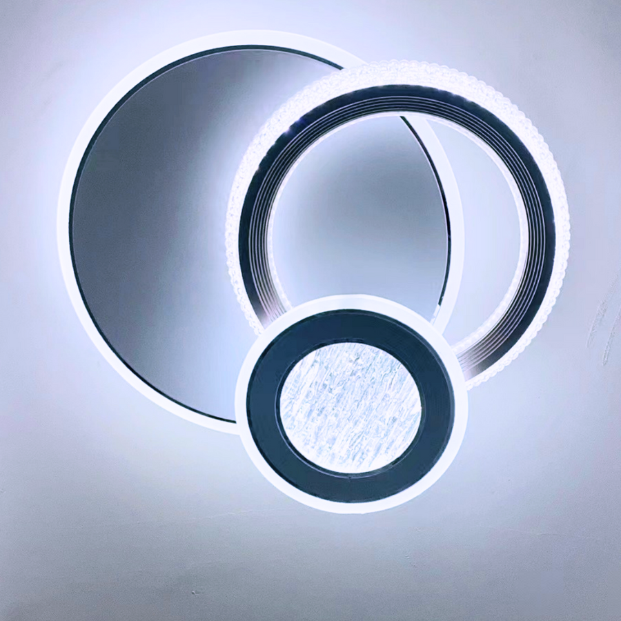 NYXORA LED lustr 45W, 3 kruhy, studené/teplé/neutrální světlo, černá