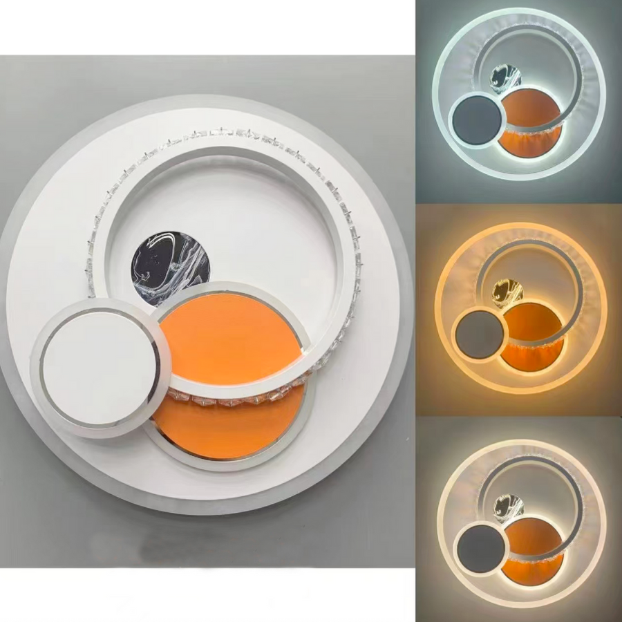 LED lustr s krystalem HELIOX, 45W, 4 kruhy, studené/teplé/neutrální světlo, bílá