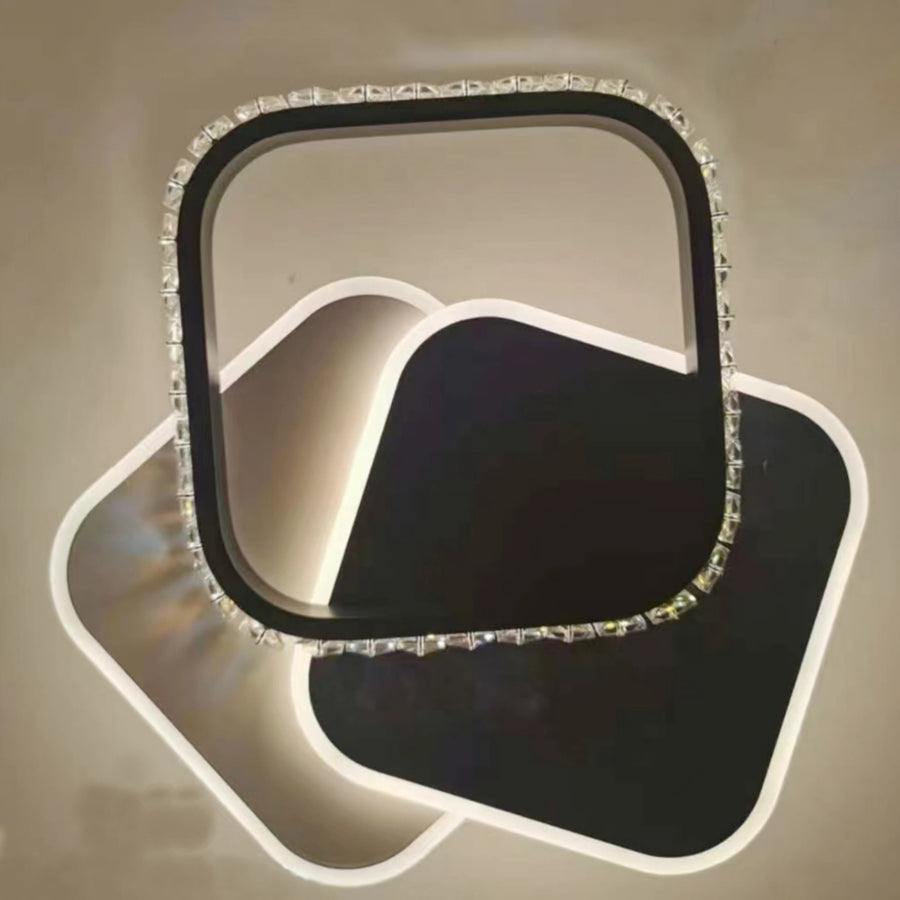 LED křišťálový lustr PRISMIQ 39W, 3 čtverce, studené/teplé/neutrální světlo, černý