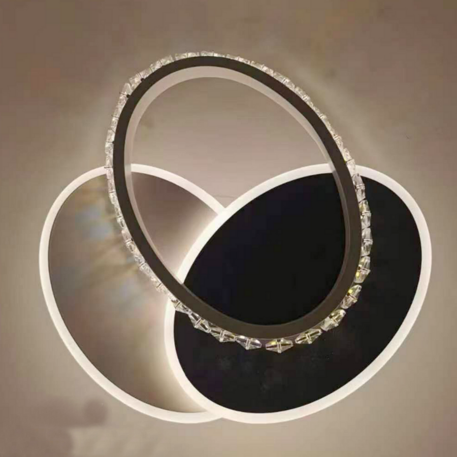 LED křišťálový lustr PRISMIQ 28W, 3 ovály, studené/teplé/neutrální světlo, černý