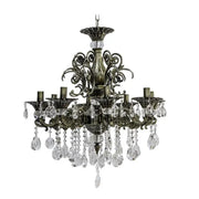 SANSSOUCI Magno křišťálový lustr, 8xE14, průměr 65cm, starožitná mosaz