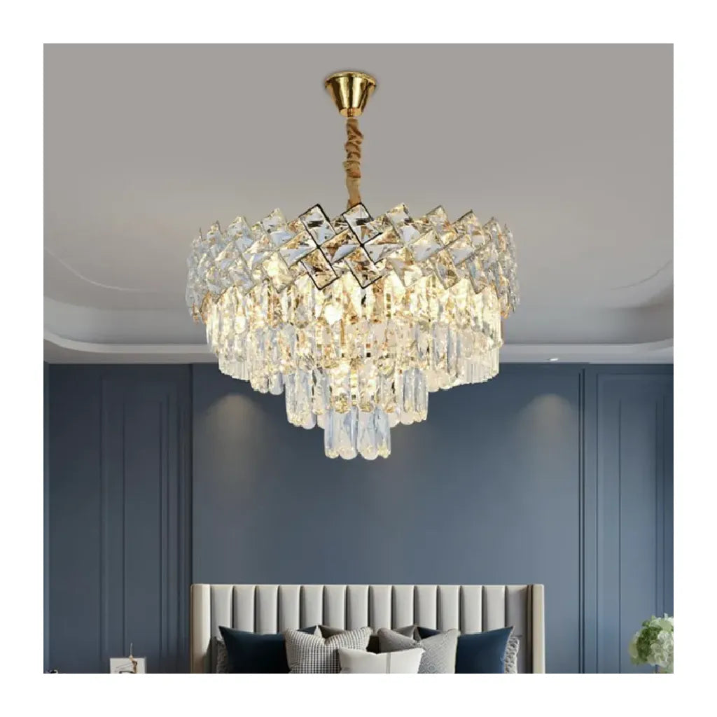 Crystal Chandier Windsor Noble 5xe27, průměr 40 cm, lesklé zlato, nastavitelná výška