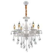Chanderier Sanssoci 6xe14 Crystal and Metal - klasický design, nastavitelná výška, stříbrná bílá
