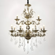 Candelabru sansoiu Royal 12xe14 Kovový a krystalový nastavitelná výška Antique Brass