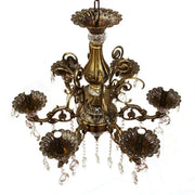 Chandier Sanssoci 6xe14 kovový a krystalový nastavitelná výška Antique Brass