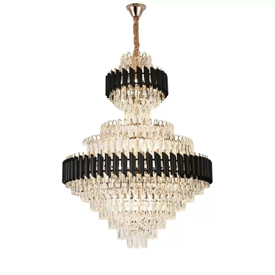 Crystal Chandier Versailles Supremo Real 20xe27, průměr 80 cm x výška 110 cm, lesklý a černé zlato, nastavitelná výška