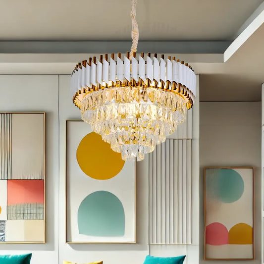 Crystal Chanderier Versailles Noble 4xe14, průměr 40 cm, lesklý a bílý zlato, nastavitelná výška