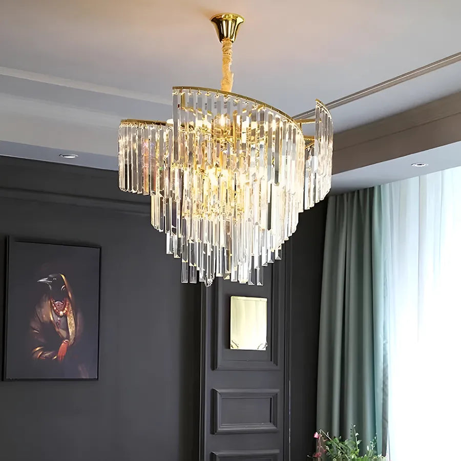 Crystalier Crystal Trianon Eleganza 6x E27, průměr 47 cm, lesklé zlato, nastavitelná výška