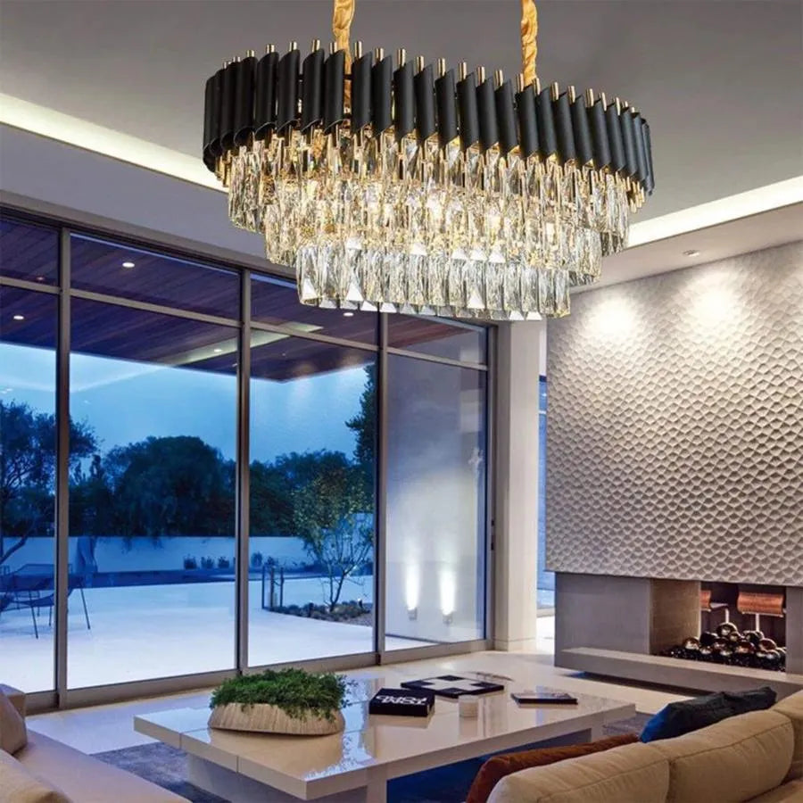 Křišťálový lustr VERSAILLES Regalis 10x E14, průměr 80 cm, lesklá zlatá a černá, nastavitelná výška