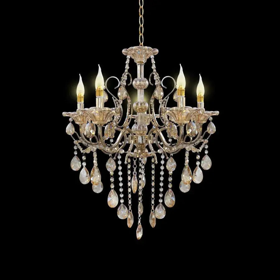 Imperial Chandelier 5*E14, Gold, Metal and Crystal