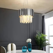 Crystal Chandier Blois Eleganza 8XE14, průměr 49 cm, stříbro, nastavitelná výška